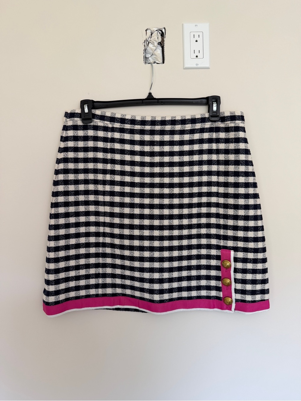 J. Crew Grosgrain-Trim Mini Skirt in Gingham Tweed